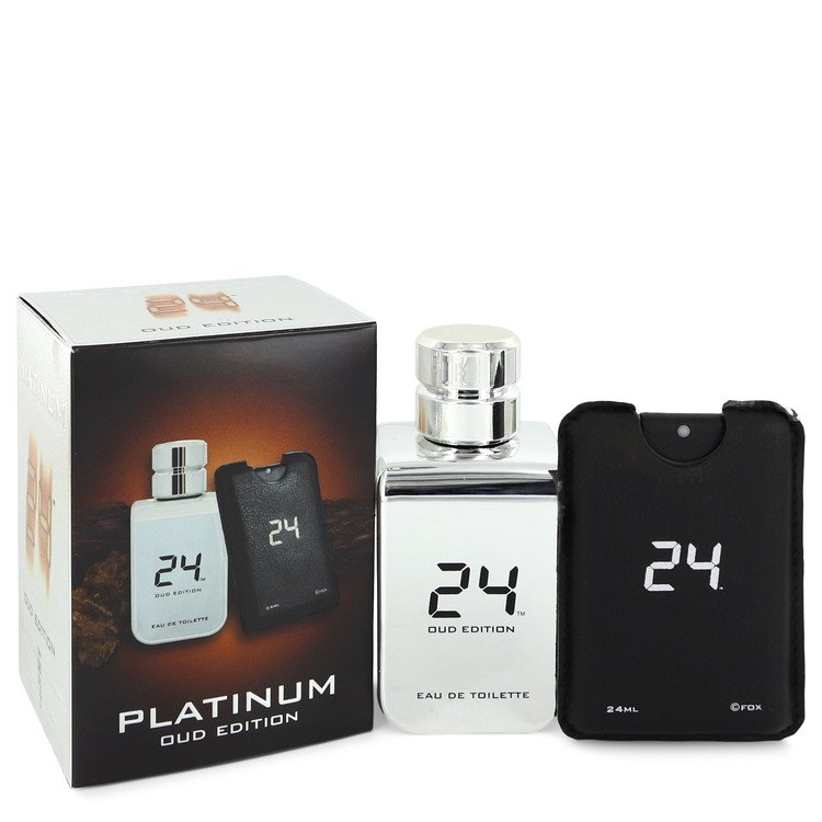 24 Platinum Oud Edition Eau De Toilette Concentree Spray  + 0.8 oz {Pocket Spray (Unisex) By ScentStory For Men