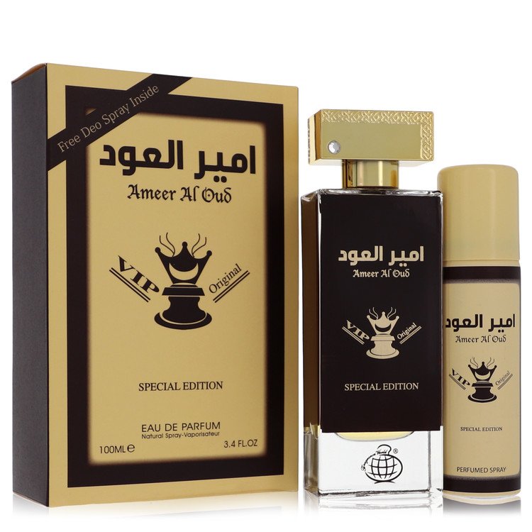 Ameer Al Oud Vip Original Special Edition 3.4 oz Eau De Parfum Spray + 1.7 oz Deodorant Spray By Fragrance World For Men